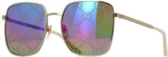 Gucci GG0802S Mirrored Square Sunglasses - Gold