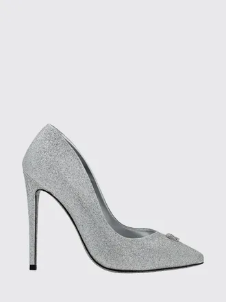Philipp Plein Glitter Leather Pumps with Skull Application and High Heel