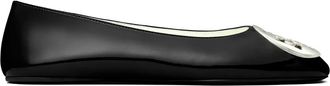 Tory Burch Reva logo-plaque leather ballet flats - women - Rubber/Nappa Leather/Patent Leather - 7.5 - Black