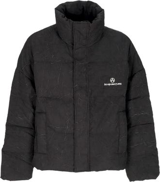 Acupuncture Zwarte donsjas met hoge kraag - Heren - Winterjassen - Zwart - M - Polyester - Jassen