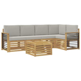 vidaXL Conjunto De Sof&aacute;s De Exterior 6 Pcs Blanco Y Gris Claro Vidaxl