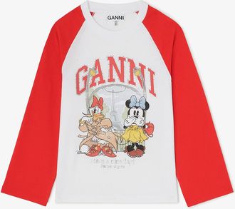 Ganni White T-shirt with Minnie Mouse & Daisy Duck - Size XXS Organic Cotton