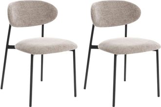 Beliani Conjunto De 2 Sillas De Comedor Decorativas Tapizadas Sin Reposabrazos Dise&ntilde;o Moderno Base De Metal Gris Pardo Cowley