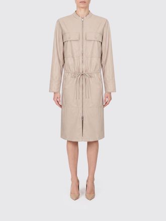 Pinko Faux Leather Midi Shirtdress with Zip and Drawstring Waist