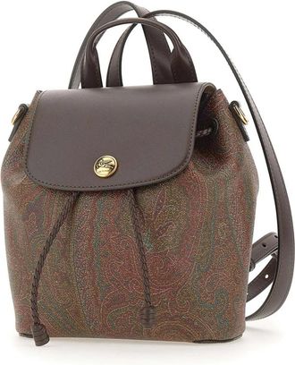 Etro Essenti&euml;le Kleine Rugzak - Dames - Rugzakken - Bruin - ONE Size - Katoen - Tassen