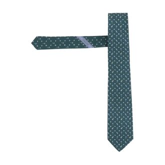 Ferragamo Silk Tie With Patterned Design - male - Ferragamo - Ties - Green - ONE SIZE - Accessories