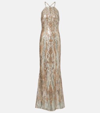 Elie Saab Sequined silk-blend gown