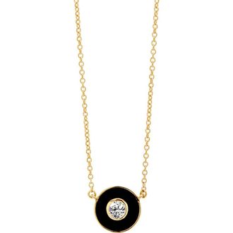 Syna Enamel Disc Necklace in Black Enamel at Nordstrom