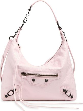 Balenciaga Small Le City Crinkle Leather Hobo Bag in 5723 Petal Pink at Nordstrom