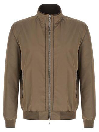 Moorer Beige Solid Mandarin Collar Jacket