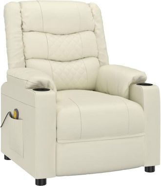 vidaXL Sill&oacute;n De Masaje De Cuero Sint&eacute;tico Crema Vidaxl