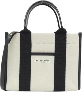 Balenciaga Pre-owned Tote Bags, female, Beige, Size: ONE SIZE Pre-owned Hardware Canvas Shoulder Bag