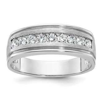 Diamond2Deal 14k White Gold Lab Grown Diamond 9-Stone Band Ring 1/2Ct Clarity- VS Color- G-H