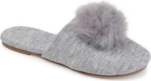 Journee Collection Nightfall Faux Fur Pompom Slipper in Grey at Nordstrom Rack, Size 12