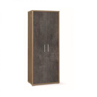 OEM Mueble 2 Puertas 71l X 41p X H182 - Acabado En Madera Nogal Y Negro Mate - Sarmog