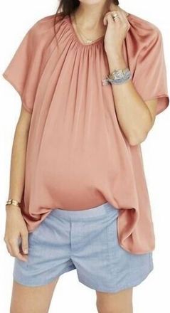 Hatch Cecilia Short Sleeves Top In Terracotta/pink