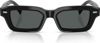 Brunello Cucinelli Marla 50mm Polarized Rectangular Sunglasses in Black Polar at Nordstrom