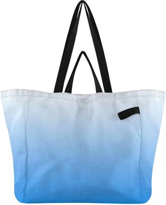 Generic Pale Blue Gradient pattern Reusable Canvas Tote Bag, Heavy Duty Grocery Shopping Bag with Double Handles Hard Bottom Large Capacity Work Groceries Tra