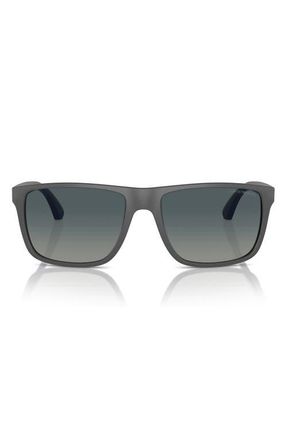 Emporio Armani 56mm Polarized Square Sunglasses in Grey /Gradient Blue Polar at Nordstrom