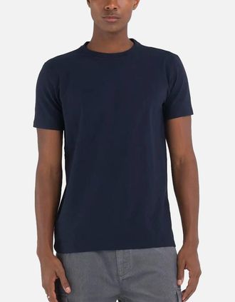 Replay Mens Replay Superior Cotton Plain T Shirt Navy - Size: 42