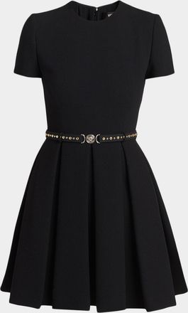 Versace Belted Short-Sleeve Mini Dress