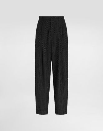 Dolce & Gabbana Virgin Wool Trousers With Embroidery - Man Pants And Shorts Multi-colored 48