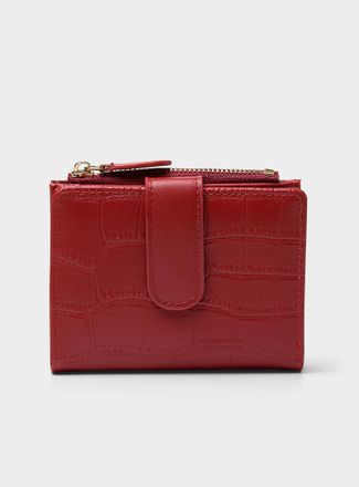 Simons Womens Croc-texture bifold mini wallet