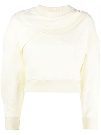 Alexander McQueen logo-embroidered cut-out sweatshirt - Yellow