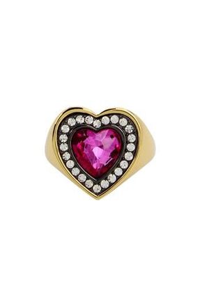 Kurt Geiger Crystal Heart Halo Cocktail Ring in Pink at Nordstrom Rack, Size 7