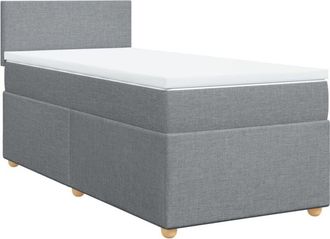 vidaXL Vidaxl - Cama Box Spring Con Colch&oacute;n Tela Gris Claro 90x200 Cm
