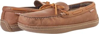 L.L.Bean Mens L. L.Bean Hand Sewn Slippers Acorn Brown Leather Round Toe Slip-On GBNC1640