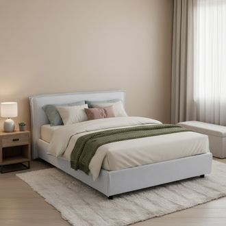Dmora Cama Doble Bubbio, Desenfundable, Contenedor Made In Italy, Tama&ntilde;o Colch&oacute;n 160x200 Cm, Blanco