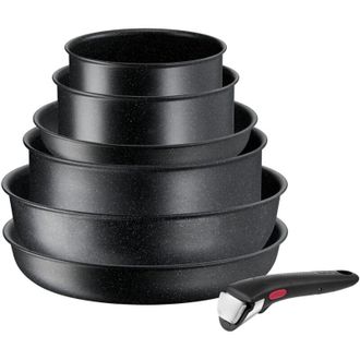 T-fal Ingenio - Set di pentole a induzione, rivestimento antiaderente, impilabile, risparmio di spazio, indicatore di temperatura, cottura sana, made