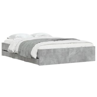 Berkfield Home Modern Bed Frame w/Drawers Frame Concrete Grey 135x190 cm Double