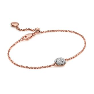 Monica Vinader Rose Gold Nura Mini Nugget Diamond Bracelet Diamond