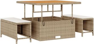 vidaXL Garden Sofa Set Height-Adjustable 9 pcs Beige Poly Rattan Vidaxl