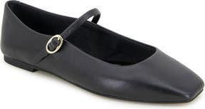 Kenneth Cole Jasper Mary Jane Flat in Black Leather at Nordstrom Rack, Size 9