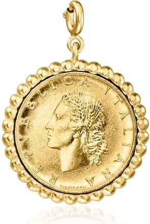 Ross-Simons Italian 18kt Gold Over Sterling Beaded-Edge Genuine Lira Coin Charm