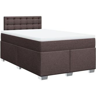 vidaXL Vidaxl - Cama Box Spring Con Colch&oacute;n Tela Marr&oacute;n Oscuro 120x200 Cm