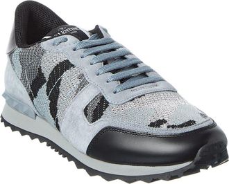Valentino Rockstud Knit & Suede Sneaker
