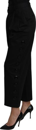 Dolce & Gabbana Black High Waist Cropped Cotton Stretch Womens Pants