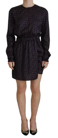 Dsquared2 Dsquared&sup2; Logo Print Long Sleeves A-line Mini Womens Dress (Pre-Owned)