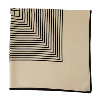 Toteme Geometric-Striped Silk Scarf - Beige