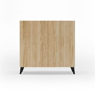 HERDASA Zapatero de melamina roble patas negro 87x90x27 cm