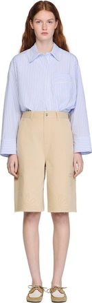 Sandro Cotton Bermudas with cutout flowers in Beige at Nordstrom, Size 38 Eu