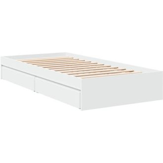 vidaXL Cama Con Cajones Madera De Ingenier&iacute;a Blanco 100x200 Cm Vidaxl
