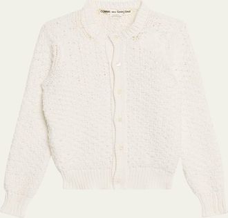 Comme Des Gar&ccedil;ons Open-Knit Crochet Crewneck Cardigan