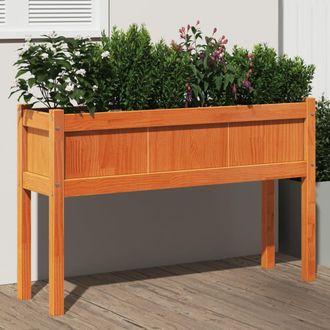 vidaXL Vidaxl - Jardinera Con Patas Madera Maciza Pino Marr&oacute;n Cera 110x31x70 Cm