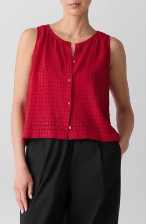 Eileen Fisher Jewel Neck Organic Cotton Vest in Crimson at Nordstrom Rack, Size X-Large
