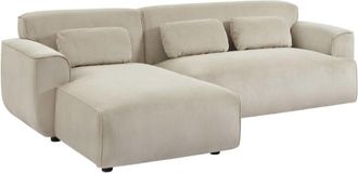 Sweeek Sof&aacute; esquinero de pana de 2 a 3 plazas, esquina izquierda, gris beige